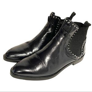 Zara Womens Size 6‎ Black Leather Silver Grommet Stretch Ankle Booties